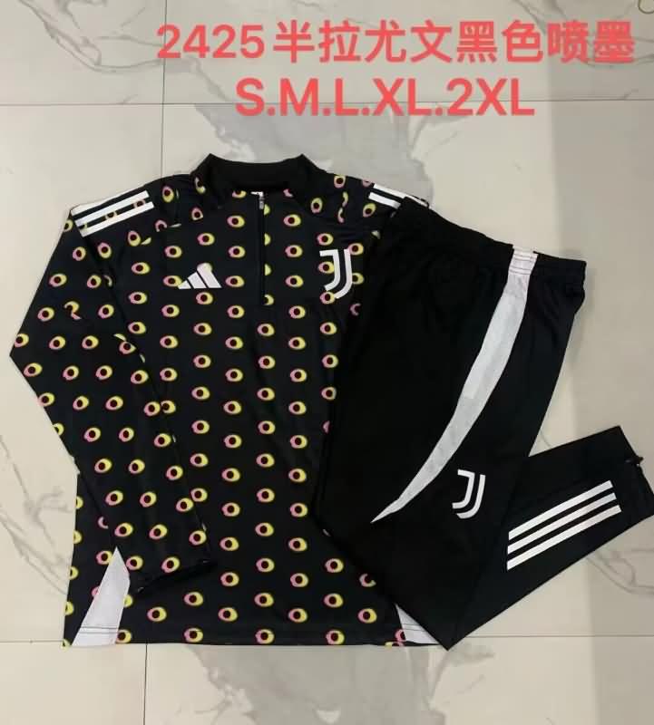 Thailand Quality(AAA) 24/25 Juventus Black Soccer Tracksuit 02