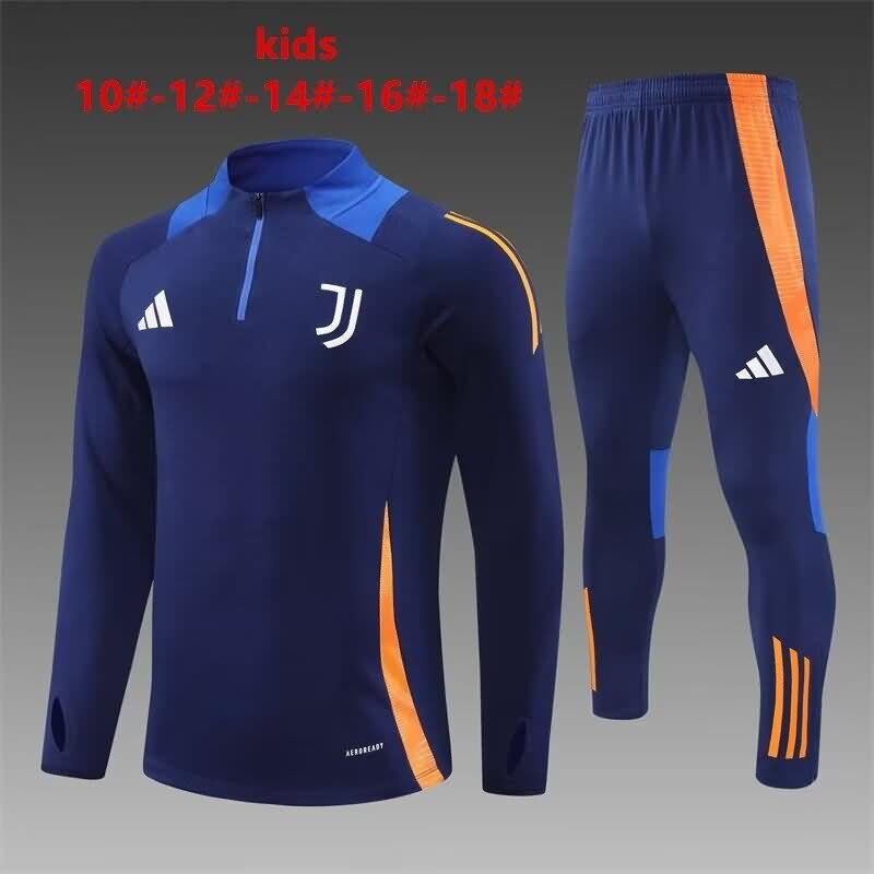 Kids - Thailand Quality(AAA) 24/25 Juventus Dark Blue Soccer Tracksuit