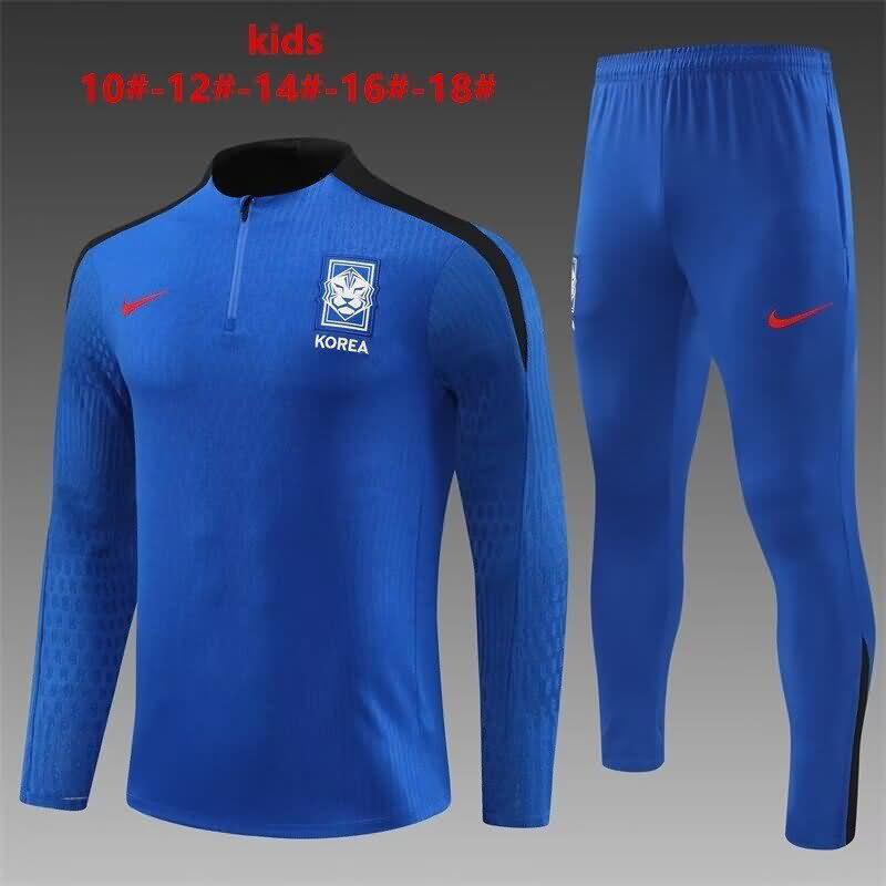 Kids - Thailand Quality(AAA) 24/25 Korea Blue Soccer Tracksuit