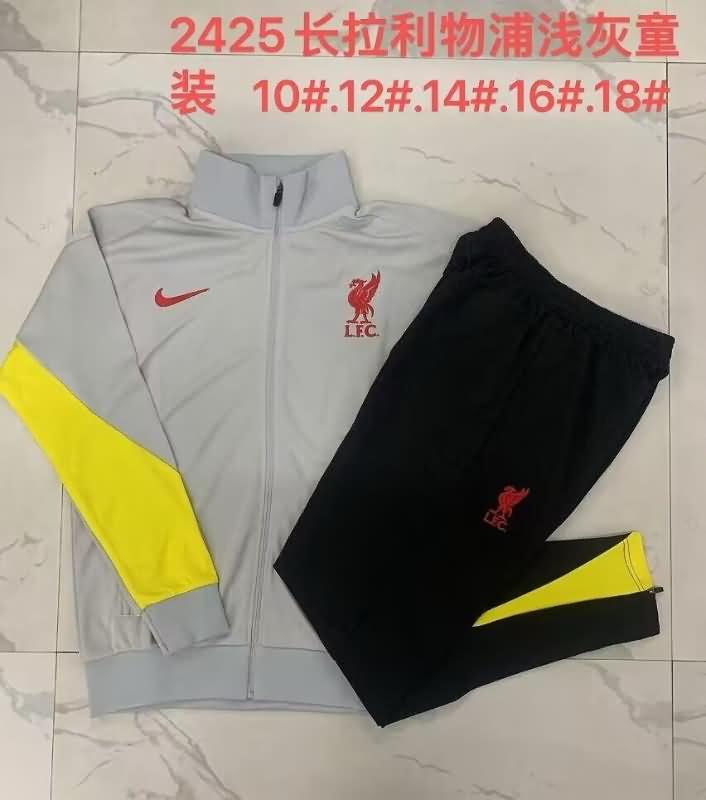 Kids - Thailand Quality(AAA) 24/25 Liverpool Grey Soccer Tracksuit