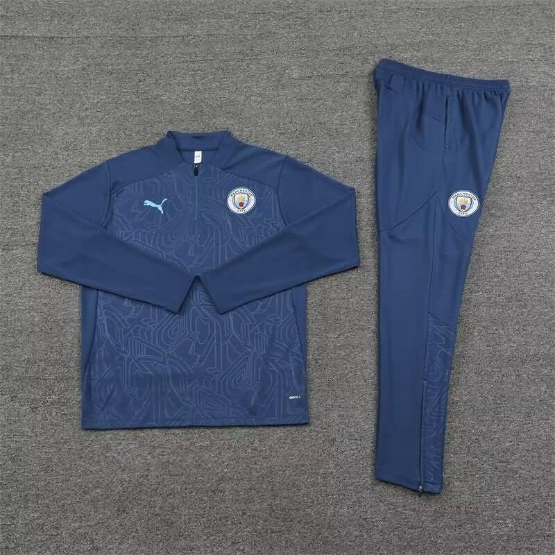 Thailand Quality(AAA) 24/25 Manchester City Dark Blue Soccer Tracksuit