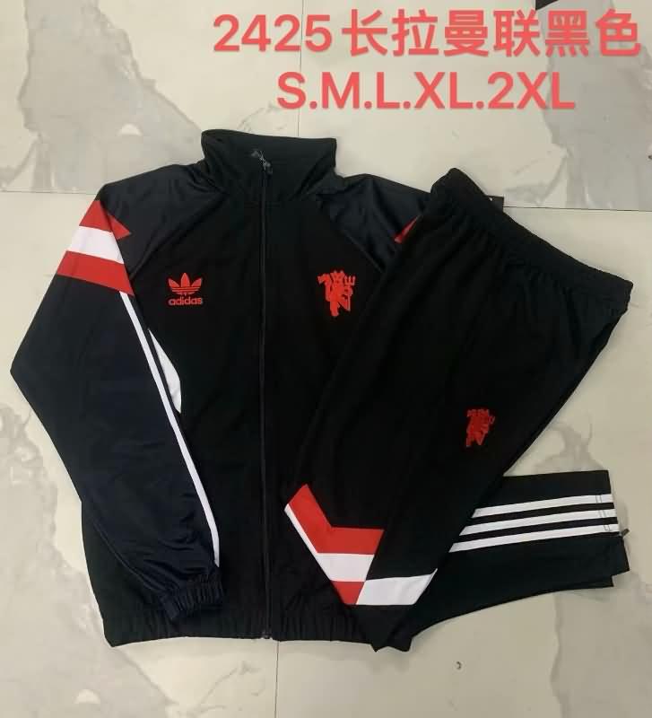 Thailand Quality(AAA) 24/25 Manchester United Black Soccer Tracksuit 04