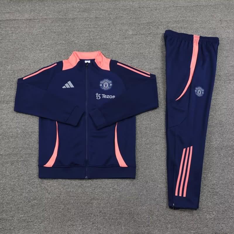 Thailand Quality(AAA) 24/25 Manchester United Dark Blue Soccer Tracksuit 03