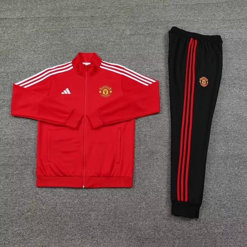 Thailand Quality(AAA) 24/25 Manchester United Red Soccer Tracksuit 04