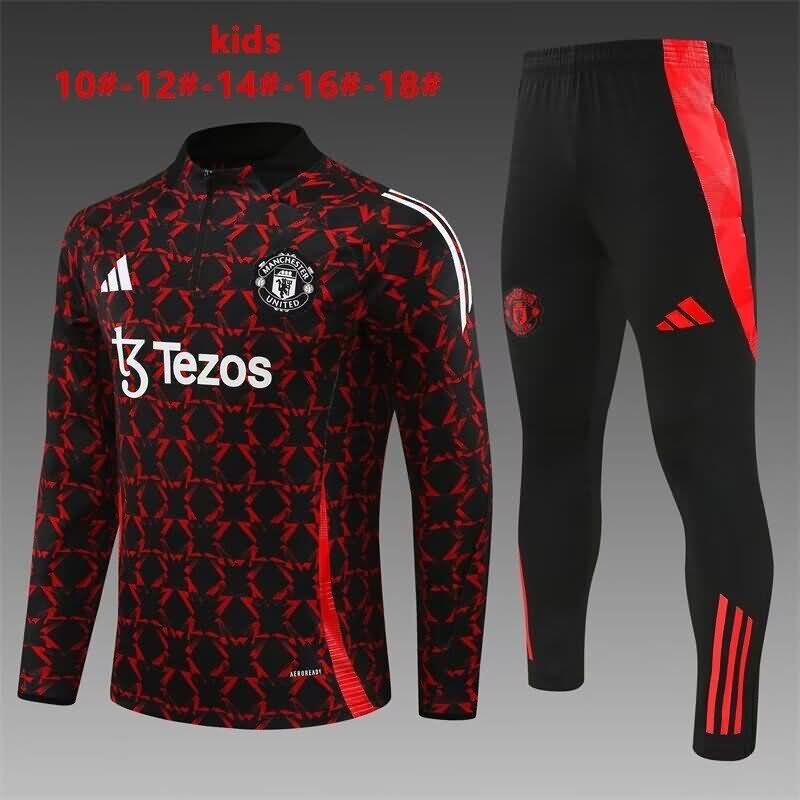 Kids - Thailand Quality(AAA) 24/25 Manchester United Red Soccer Tracksuit