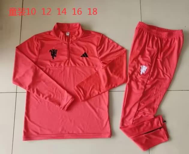 Kids - Thailand Quality(AAA) 24/25 Manchester United Red Soccer Tracksuit 02