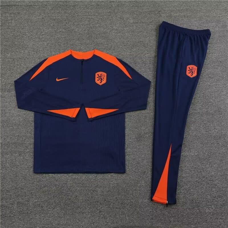 Thailand Quality(AAA) 2024 Netherlands Dark Blue Soccer Tracksuit