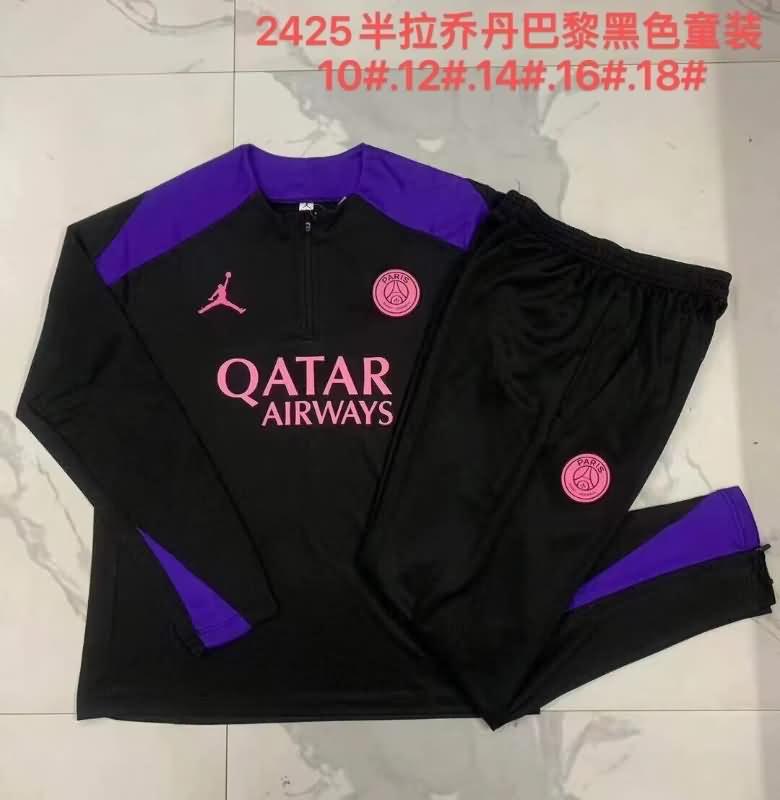 Kids - Thailand Quality(AAA) 24/25 Paris St Germain Black Soccer Tracksuit