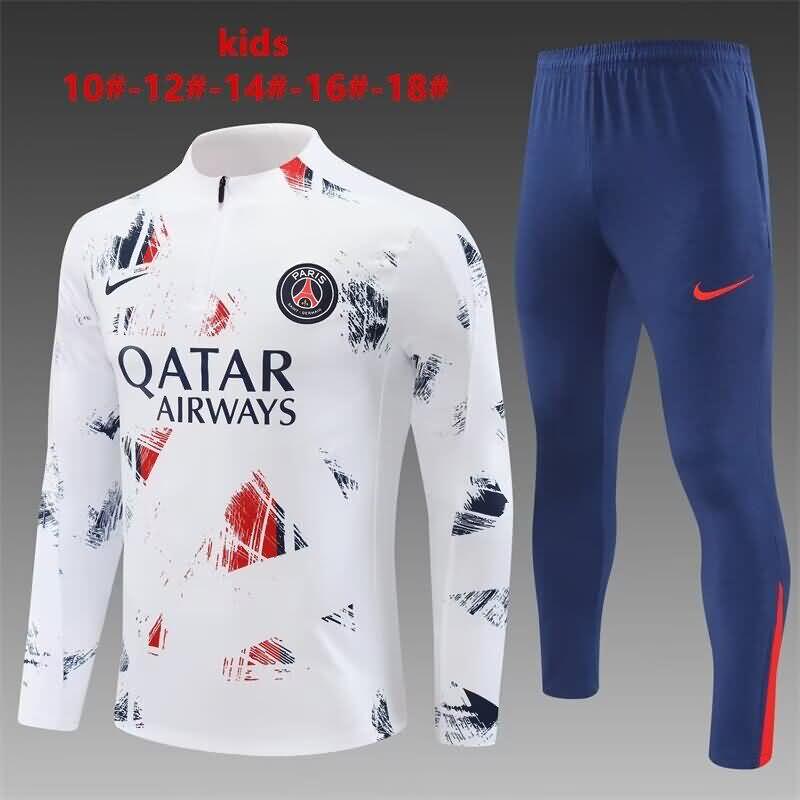 Kids - Thailand Quality(AAA) 24/25 Paris St Germain White Soccer Tracksuit