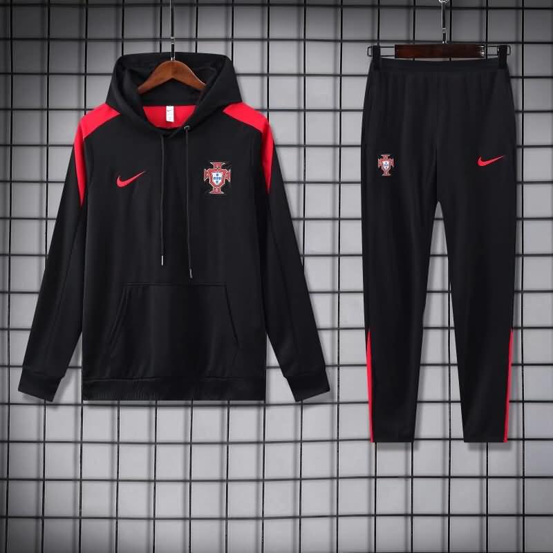 Thailand Quality(AAA) 2024 Portugal Black Soccer Tracksuit 02