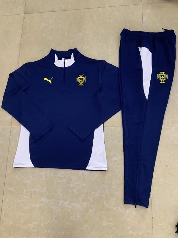 Thailand Quality(AAA) 2024 Portugal Dark Blue Soccer Tracksuit 02