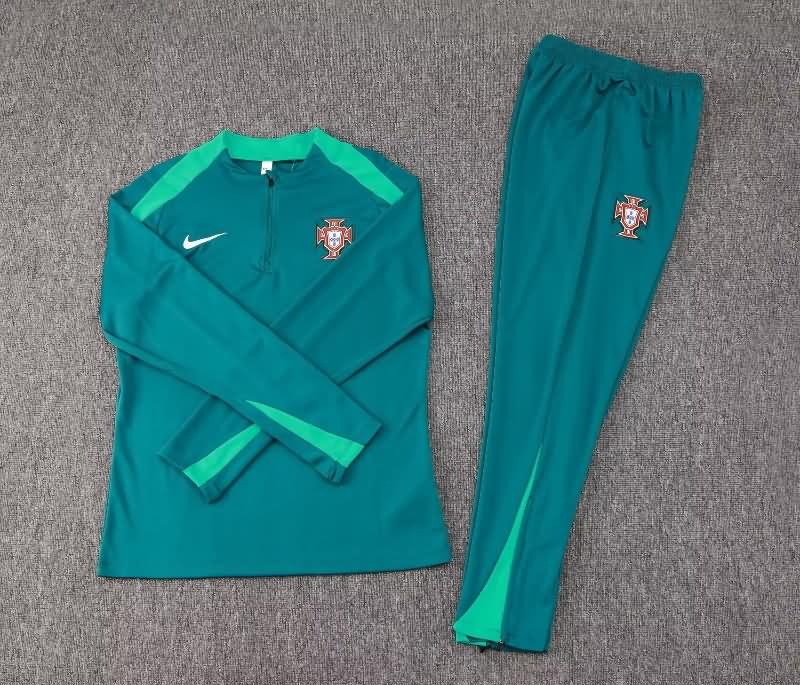 Thailand Quality(AAA) 2024 Portugal Green Soccer Tracksuit