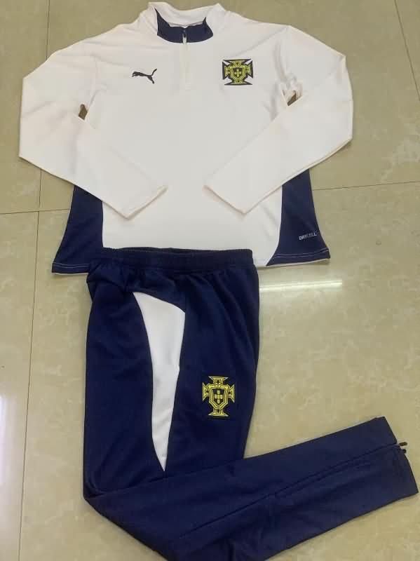 Thailand Quality(AAA) 2024 Portugal White Soccer Tracksuit 02