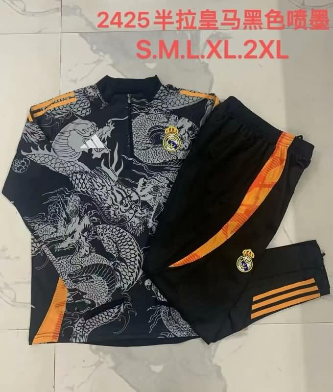 Thailand Quality(AAA) 24/25 Real Madrid Black Soccer Tracksuit 03