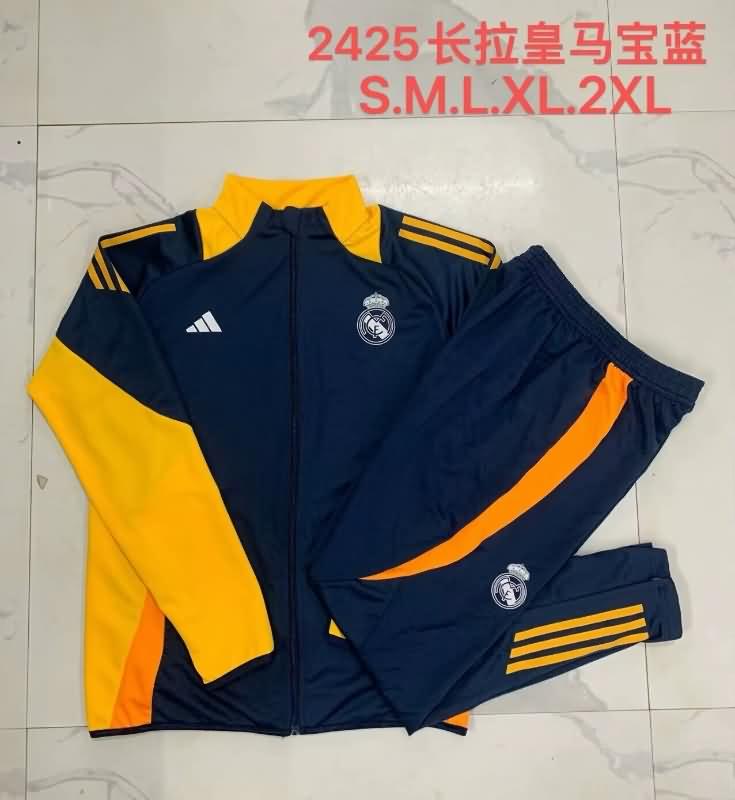 Thailand Quality(AAA) 24/25 Real Madrid Dark Blue Soccer Tracksuit 03