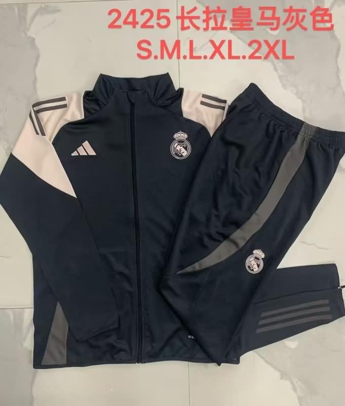 Thailand Quality(AAA) 24/25 Real Madrid Grey Soccer Tracksuit 03