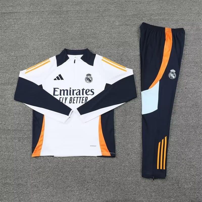 Thailand Quality(AAA) 24/25 Real Madrid White Soccer Tracksuit 02