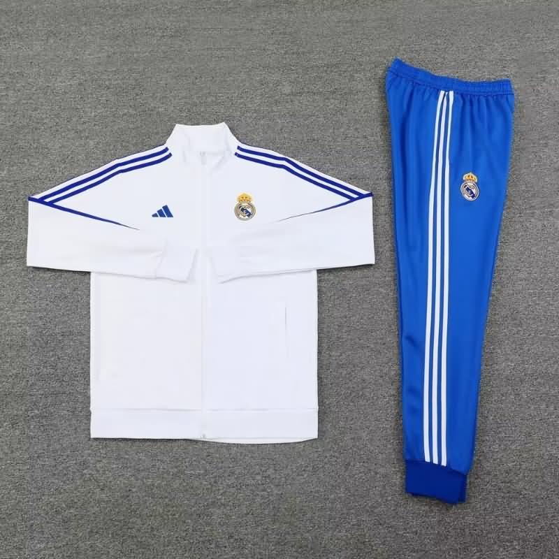 Thailand Quality(AAA) 24/25 Real Madrid White Soccer Tracksuit 03