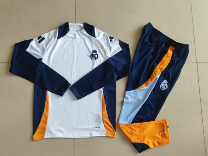 Thailand Quality(AAA) 24/25 Real Madrid White Soccer Tracksuit 06