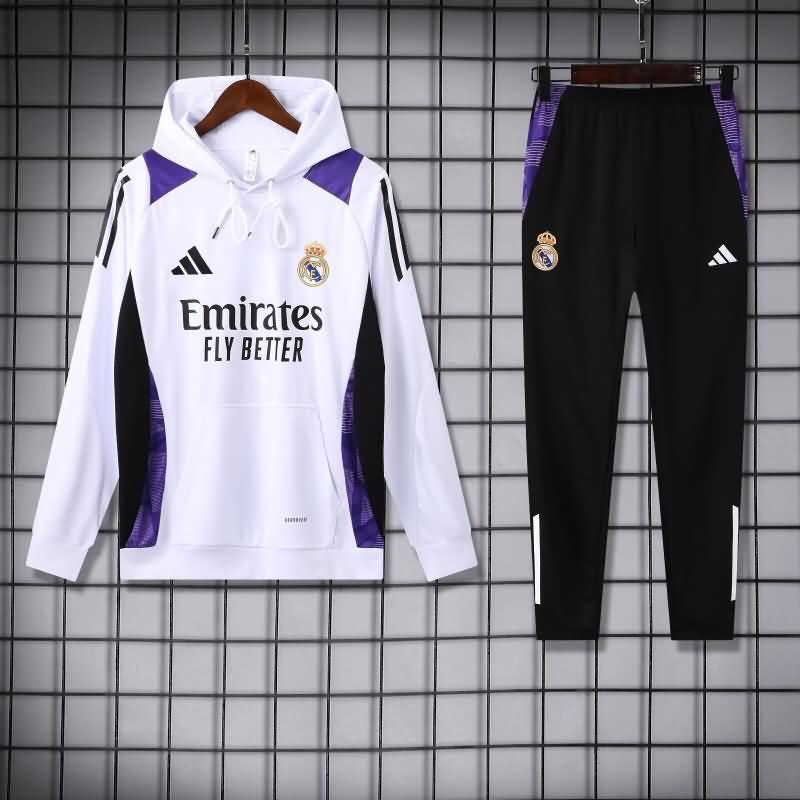 Thailand Quality(AAA) 24/25 Real Madrid White Soccer Tracksuit 08