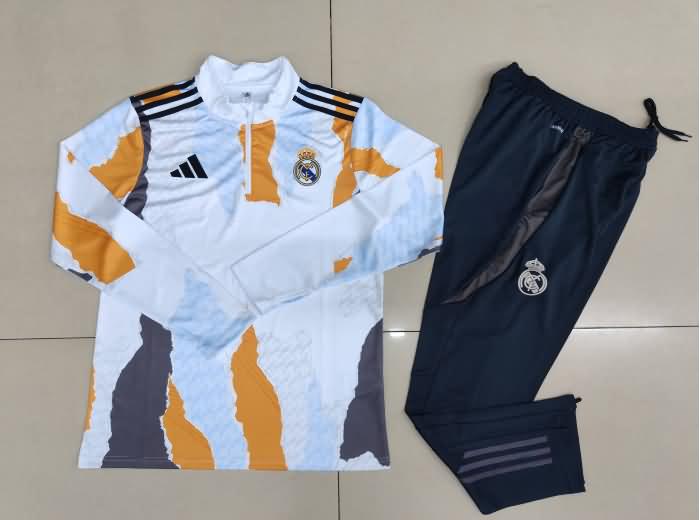 Thailand Quality(AAA) 24/25 Real Madrid White Soccer Tracksuit 09