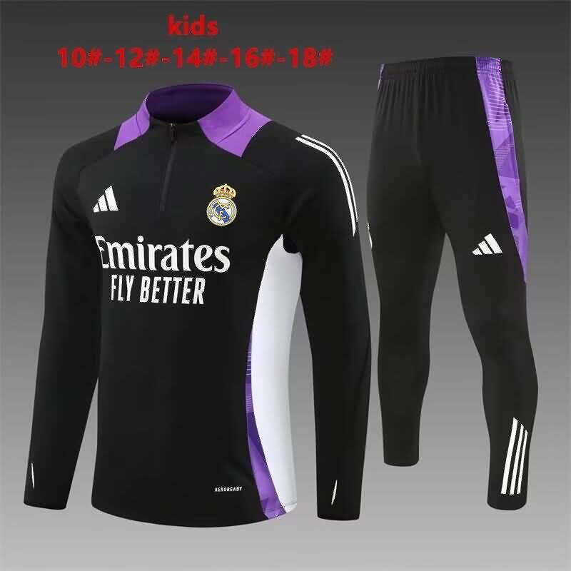 Kids - Thailand Quality(AAA) 24/25 Real Madrid Black Soccer Tracksuit 04