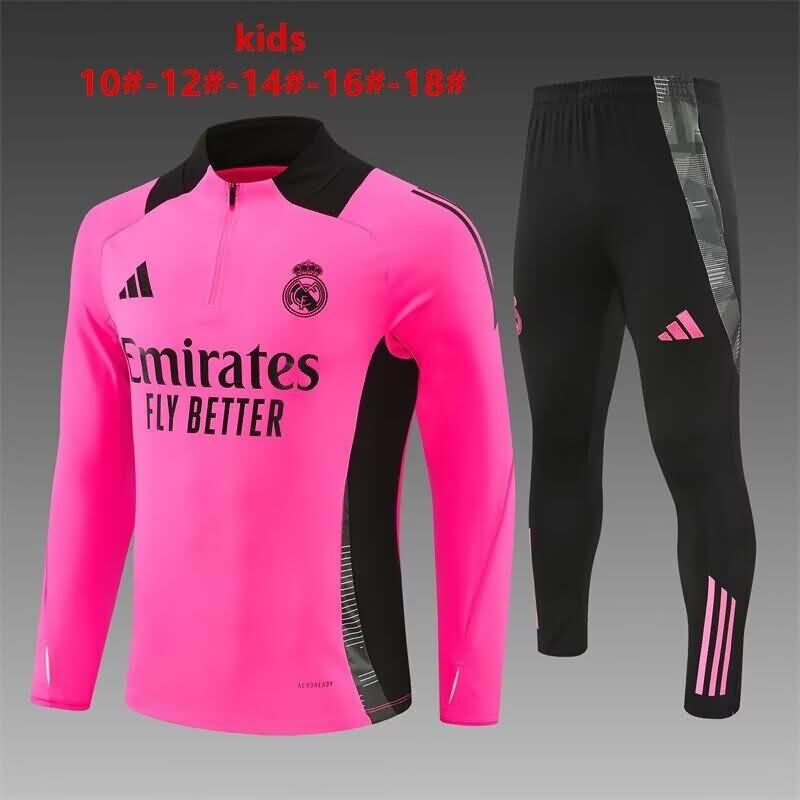 Kids - Thailand Quality(AAA) 24/25 Real Madrid Pink Soccer Tracksuit