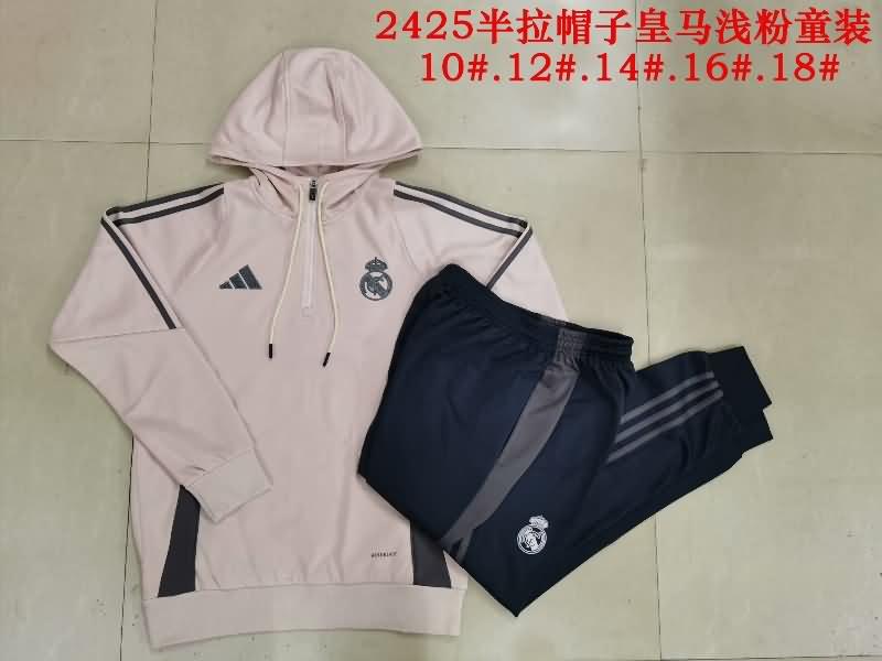 Kids - Thailand Quality(AAA) 24/25 Real Madrid Pink Soccer Tracksuit 02