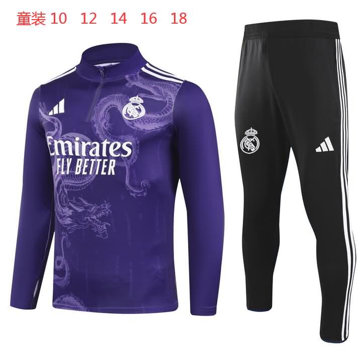 Kids - Thailand Quality(AAA) 24/25 Real Madrid Purples Soccer Tracksuit