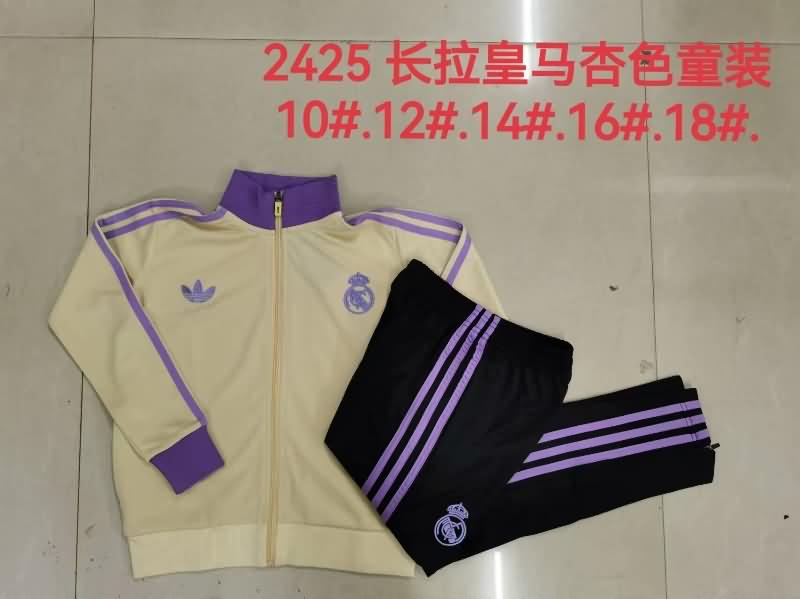 Kids - Thailand Quality(AAA) 24/25 Real Madrid Yellow Soccer Tracksuit