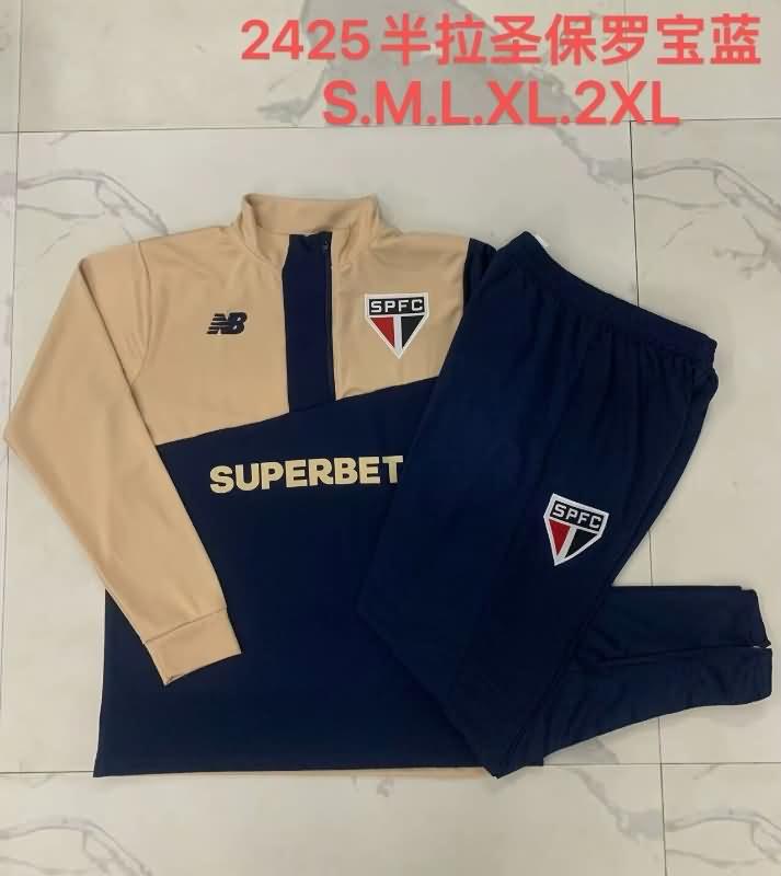 Thailand Quality(AAA) 2024 Sao Paulo Dark Blue Soccer Tracksuit