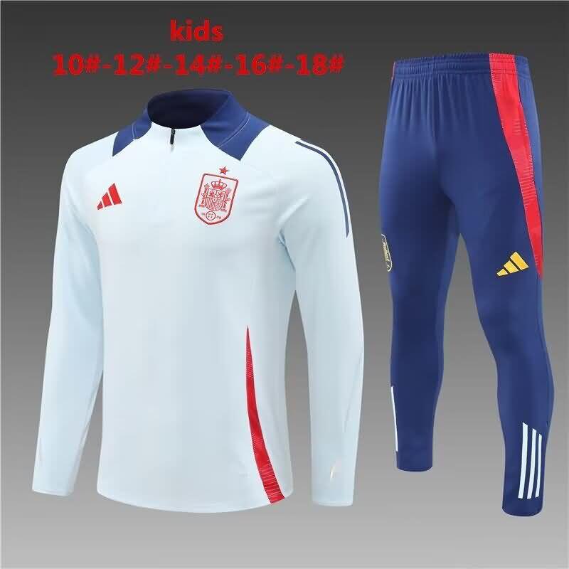 Kids - Thailand Quality(AAA) 2024 Spain Light Blue Soccer Tracksuit