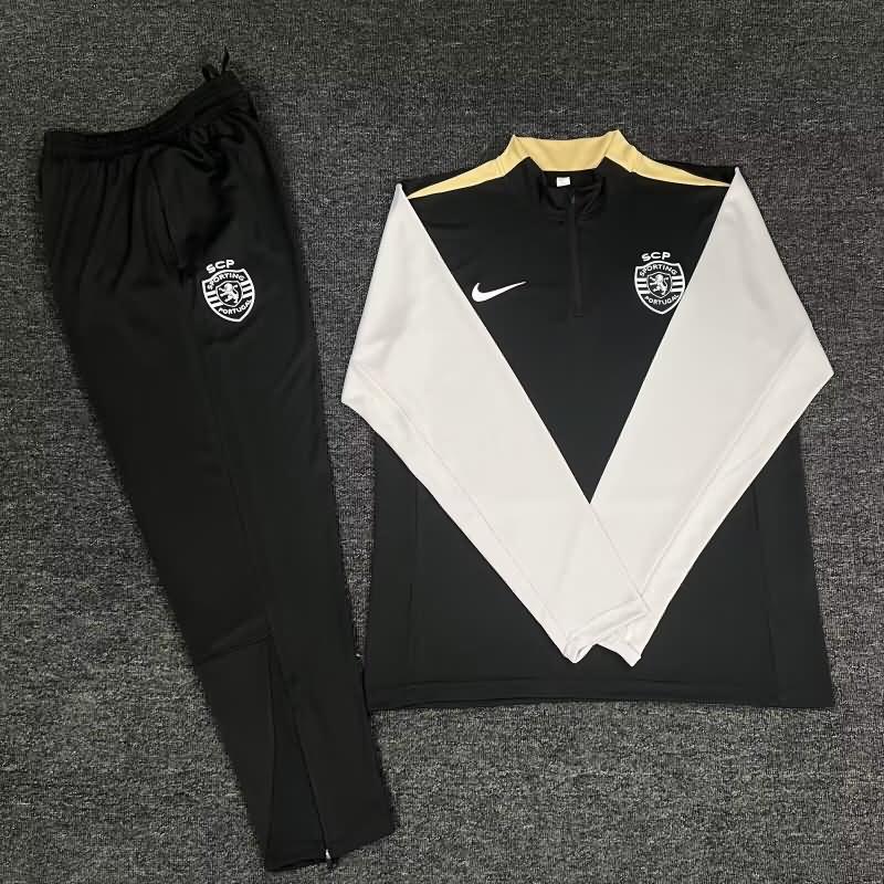 Thailand Quality(AAA) 2024 Sporting Lisbon Black Soccer Tracksuit