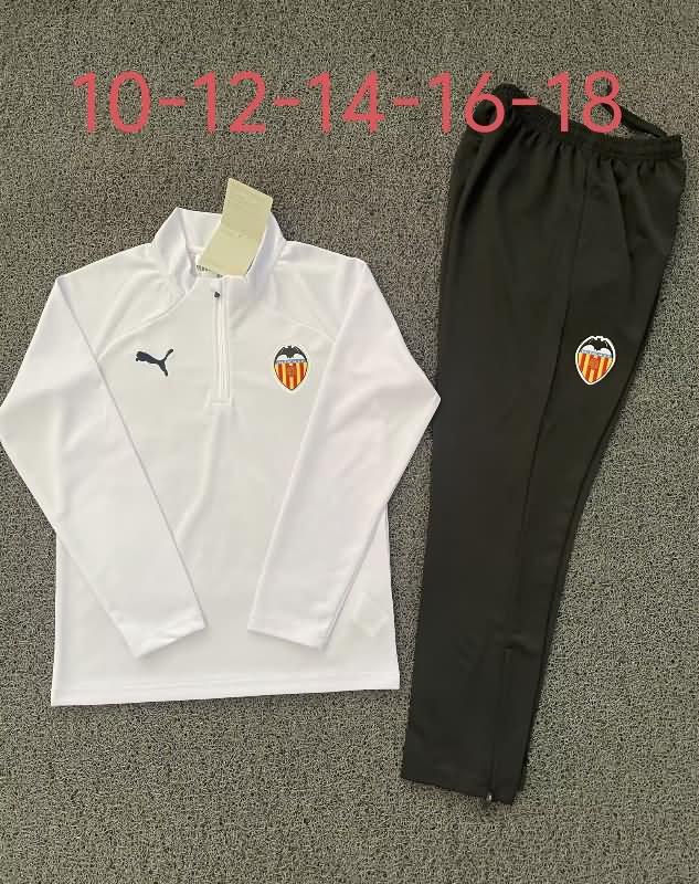 Kids - Thailand Quality(AAA) 24/25 Valencia White Soccer Tracksuit