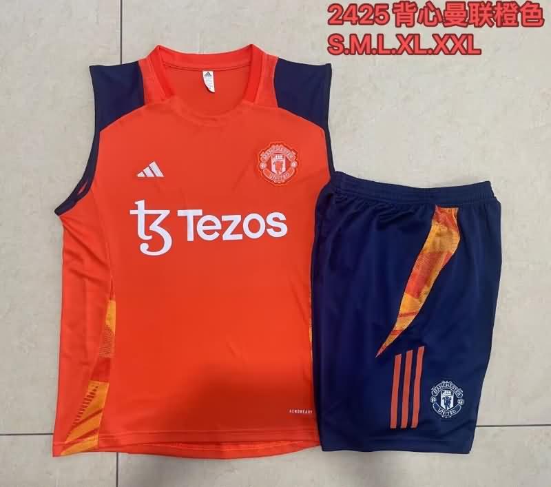 Thailand Quality(AAA) 24/25 Manchester United Orange Soccer Training Sets 02