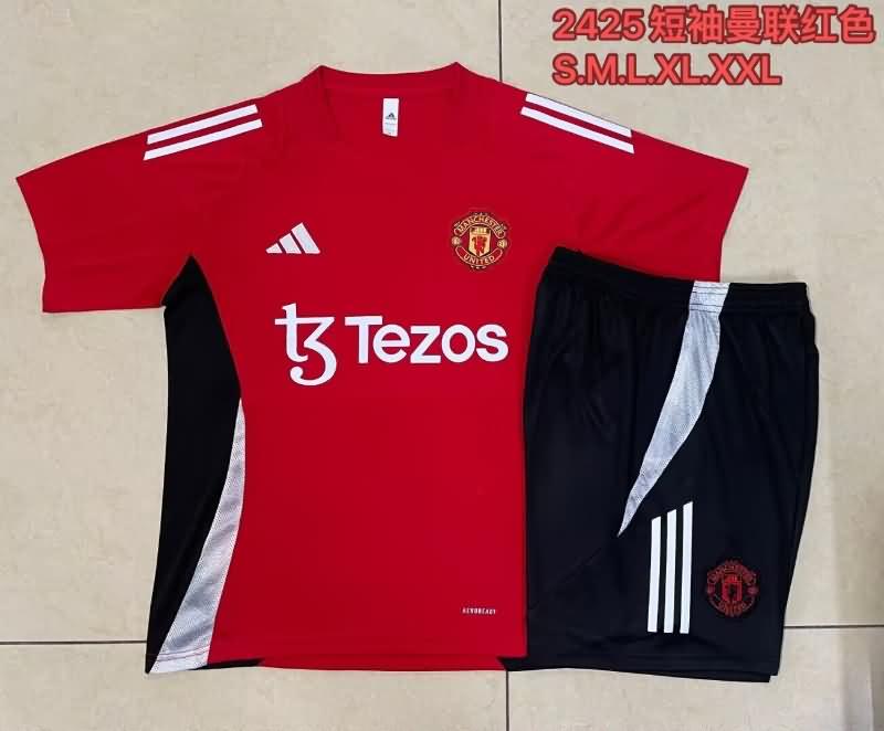 Thailand Quality(AAA) 24/25 Manchester United Red Soccer Training Sets