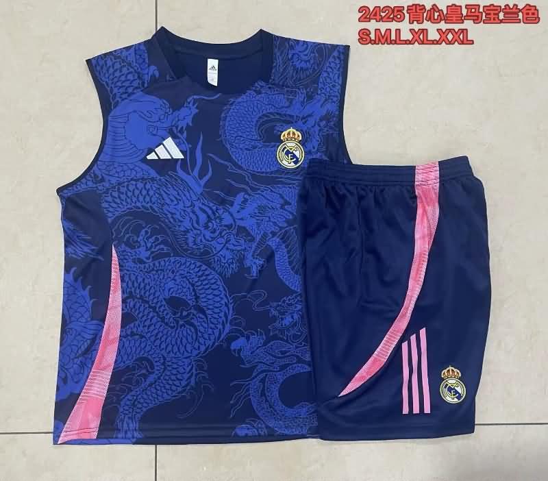 Thailand Quality(AAA) 24/25 Real Madrid Dark Blue Soccer Training Sets 02