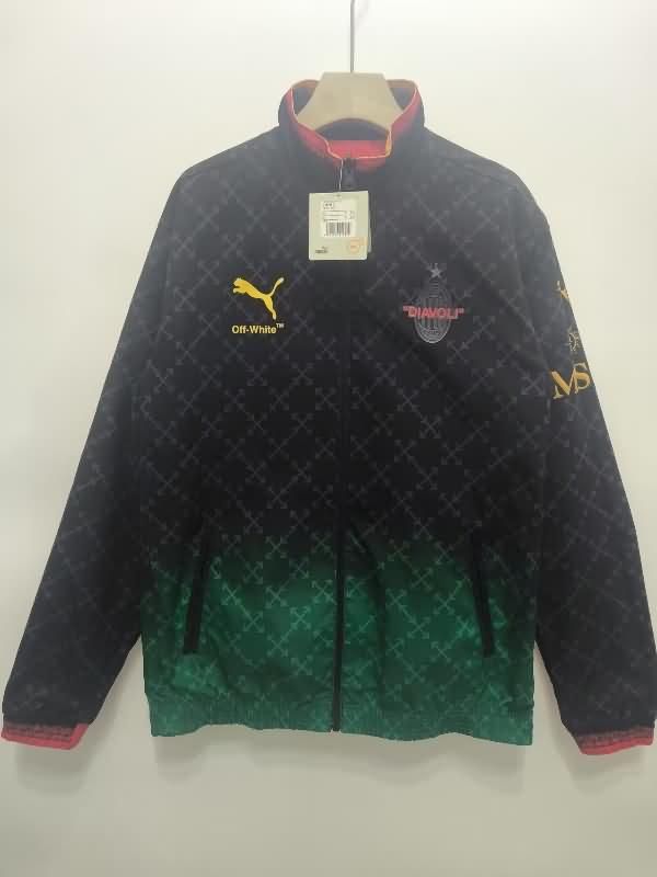 Thailand Quality(AAA) 24/25 AC Milan Red Black Reversible Soccer Windbreaker