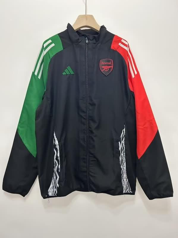 Thailand Quality(AAA) 24/25 Arsenal Black Soccer Windbreaker 04