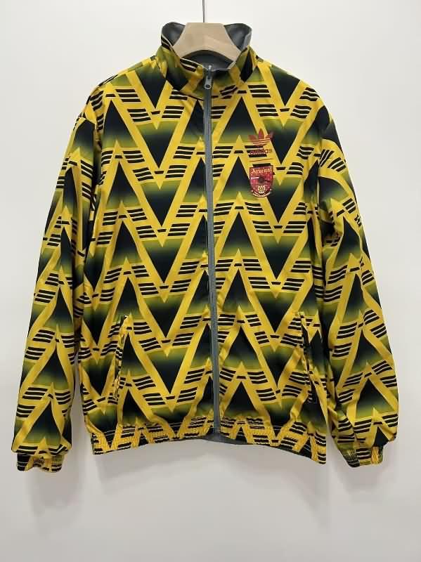 Thailand Quality(AAA) 24/25 Arsenal Yellow Grey Reversible Soccer Windbreaker