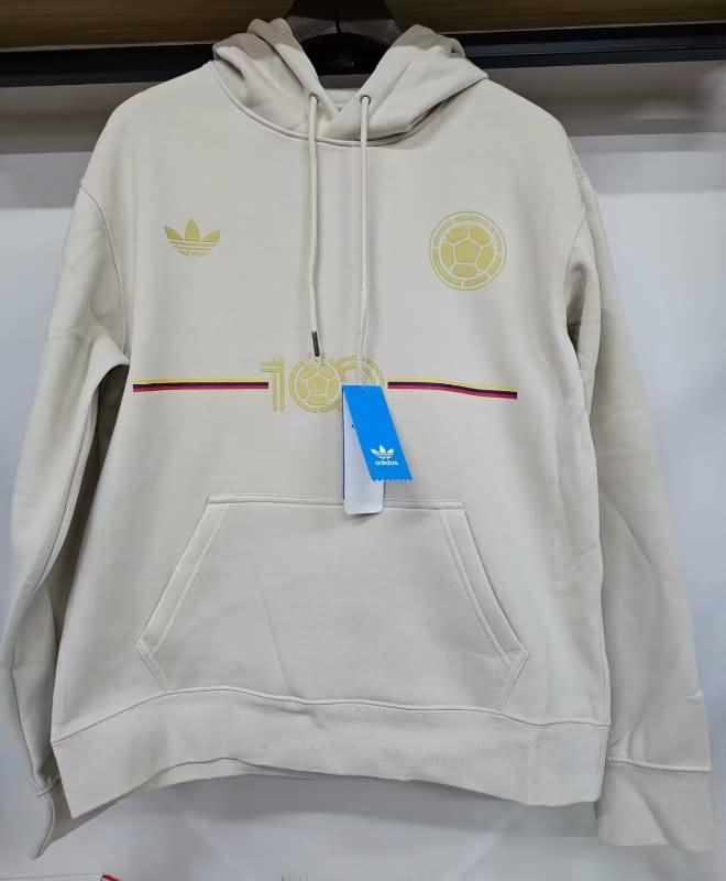 Thailand Quality(AAA) 100th Colombia Anniversary Cream Soccer Hoodies