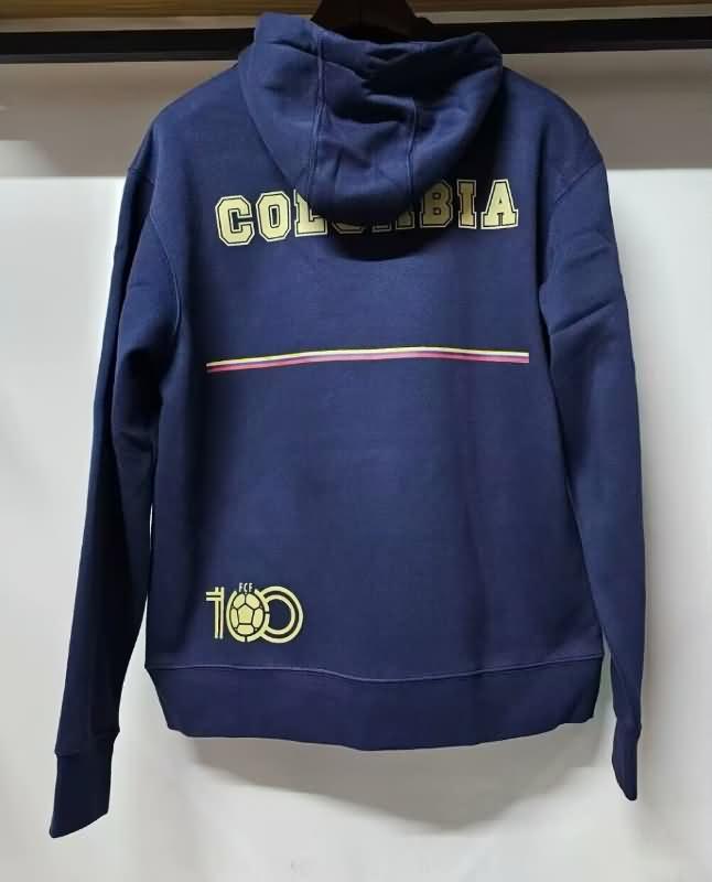 Thailand Quality(AAA) 100th Colombia Anniversary Dark Blue Soccer Hoodies