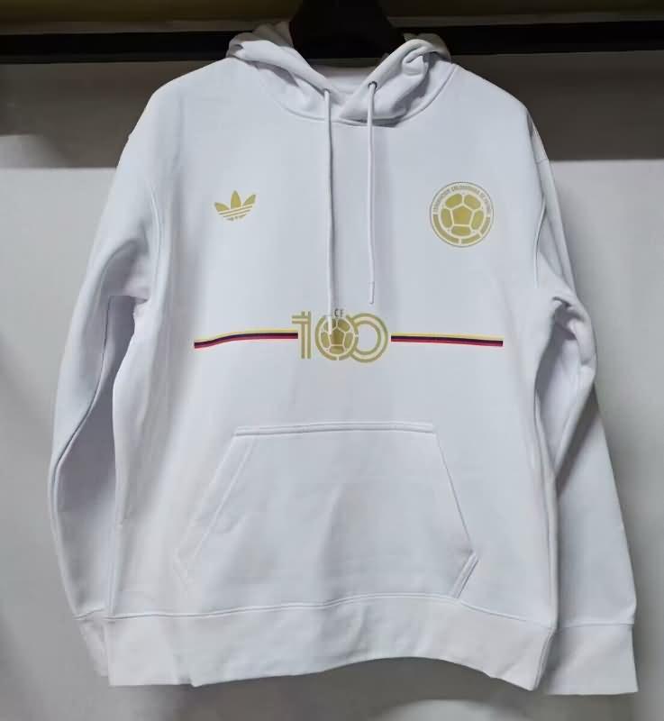 Thailand Quality(AAA) 100th Colombia Anniversary White Soccer Hoodies