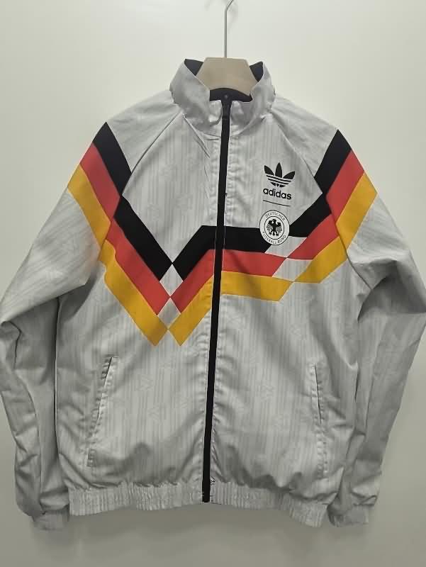 Thailand Quality(AAA) 2024 Germany White Black Reversible Soccer Windbreaker