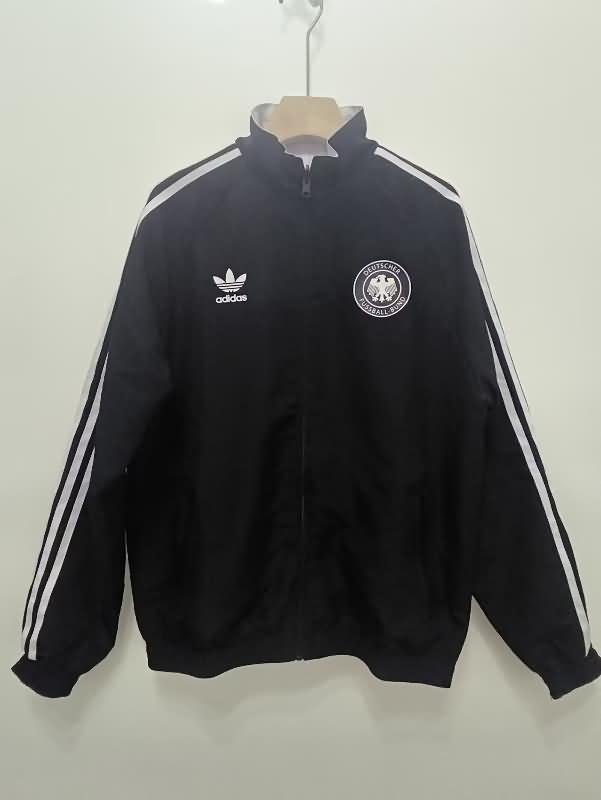 Thailand Quality(AAA) 2024 Germany White Black Reversible Soccer Windbreaker