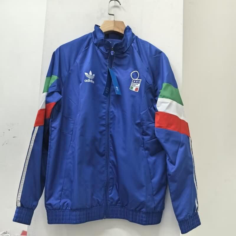 Thailand Quality(AAA) 2024 Italy Blue Soccer Windbreaker