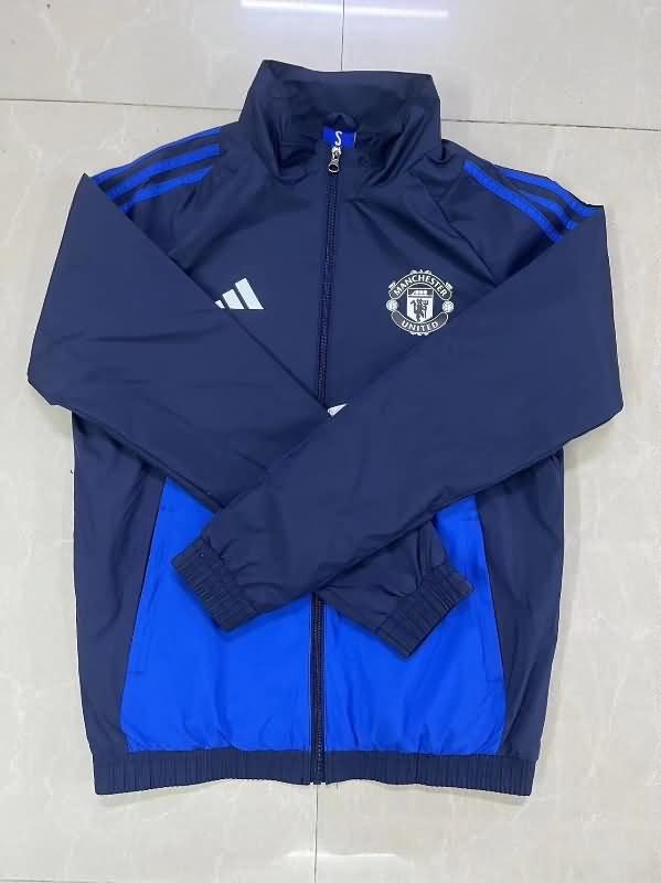 Thailand Quality(AAA) 24/25 Manchester United Dark Blue Soccer Windbreaker