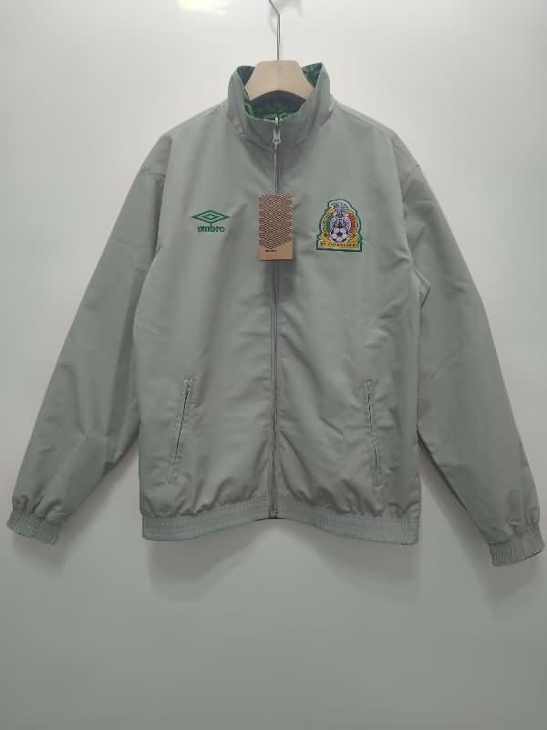 Thailand Quality(AAA) 2024 Mexico Green Grey Reversible Soccer Windbreaker