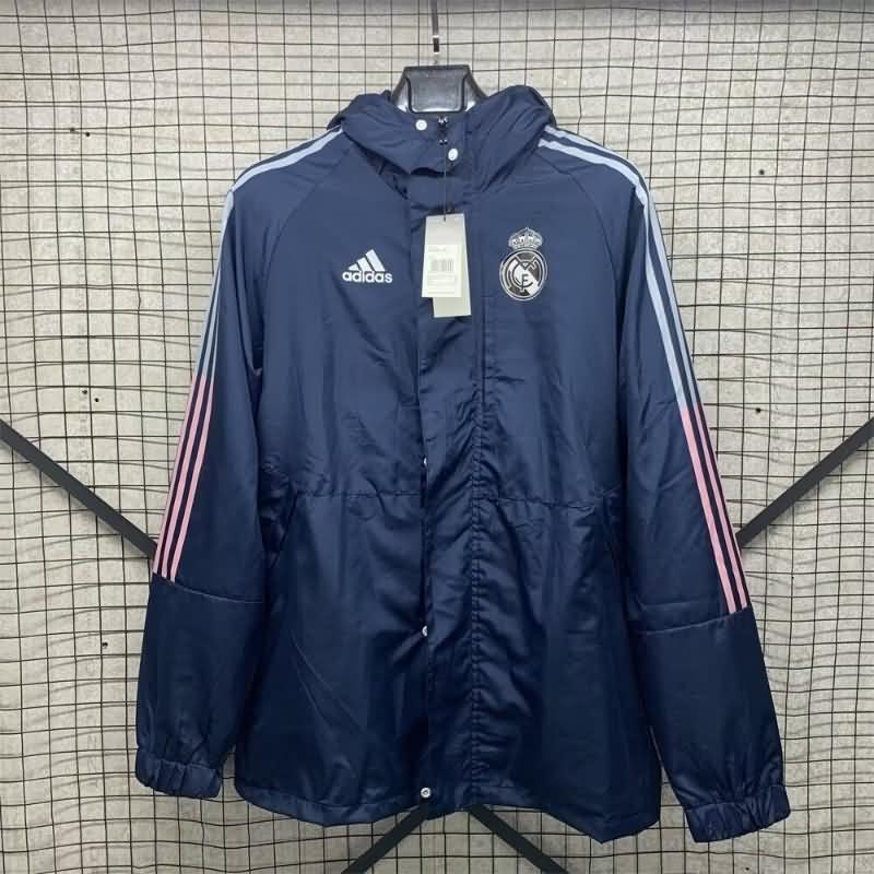 Thailand Quality(AAA) 24/25 Real Madrid Dark Blue Soccer Windbreaker