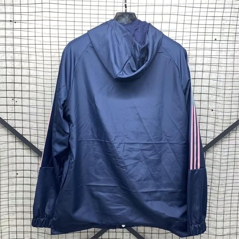 Thailand Quality(AAA) 24/25 Real Madrid Dark Blue Soccer Windbreaker